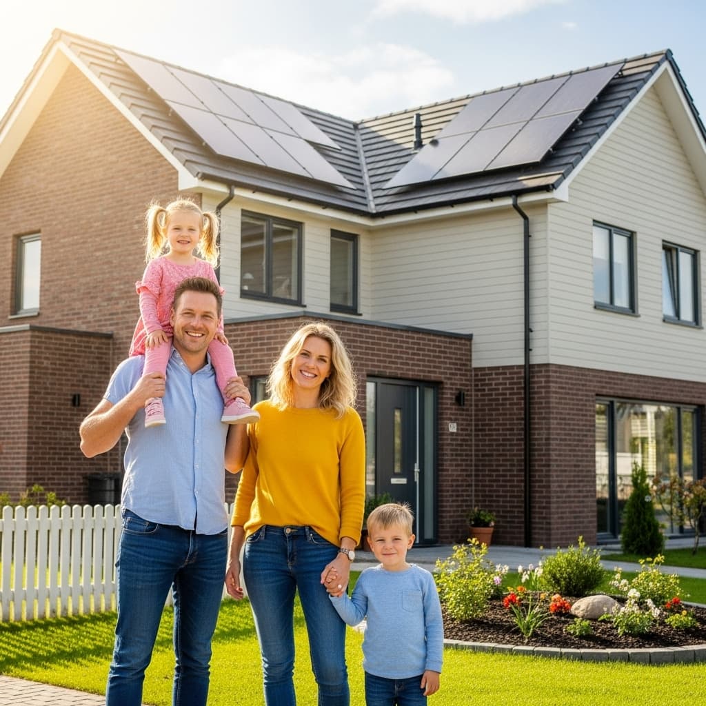 Family enjoying renewable energy
